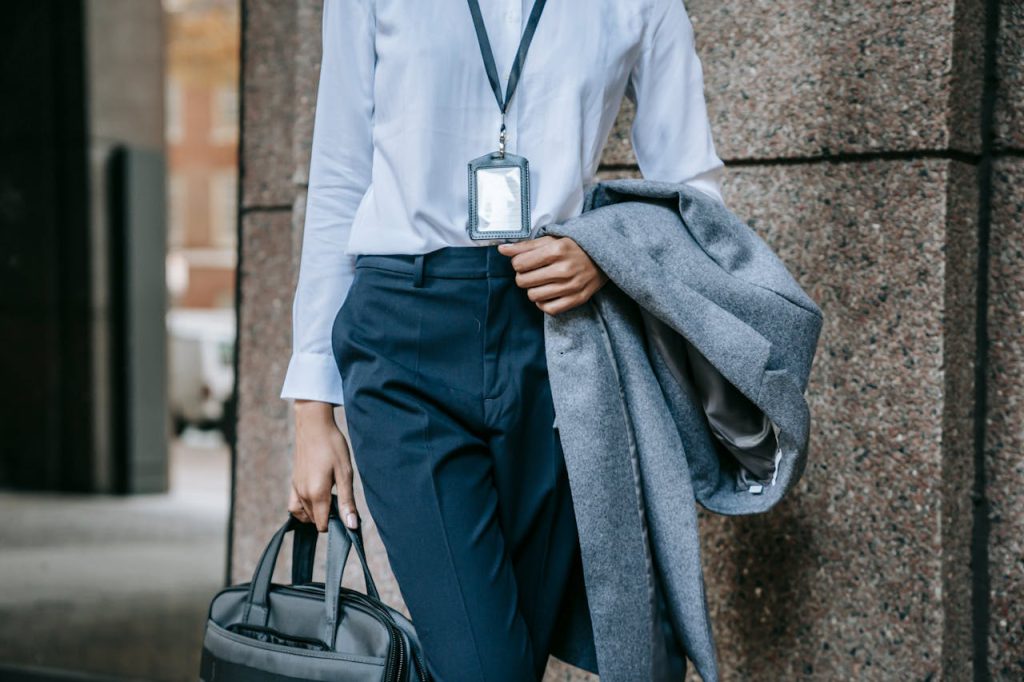 Professional woman in office suit – business attire for working women