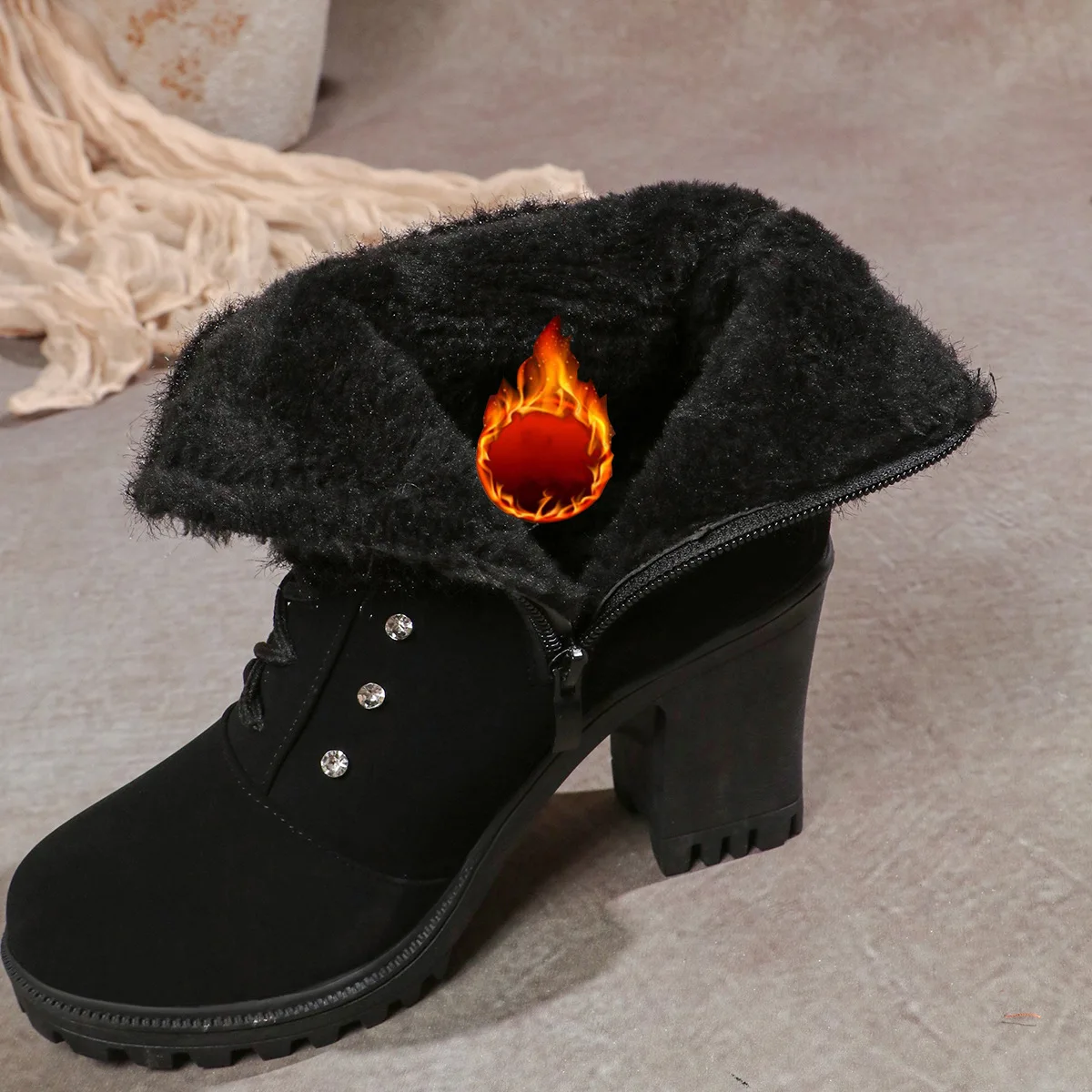 Women Boots Winter Designer High Heels Shoes for Women 2025 New Short Plush High Platform Ankle Boots Elegant Botas Mujer Women Boots Winter Designer High Heels Shoes for Women 2025 New Short Plush High Platform Ankle Boots Elegant Botas Mujer