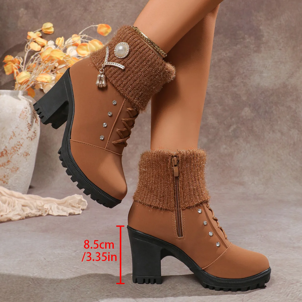 Women Boots Winter Designer High Heels Shoes for Women 2025 New Short Plush High Platform Ankle Boots Elegant Botas Mujer Women Boots Winter Designer High Heels Shoes for Women 2025 New Short Plush High Platform Ankle Boots Elegant Botas Mujer
