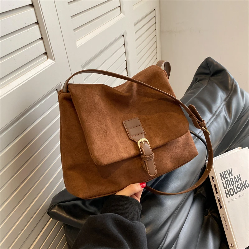Vintage Brown Suede Soft PU Leather Women Shoulder Bags Large Capacity Crossbody Bag Tote Bag High Quality Fashion Hobo Handbags Vintage Brown Suede Soft PU Leather Women Shoulder Bags Large Capacity Crossbody Bag Tote Bag High Quality Fashion Hobo Handbags