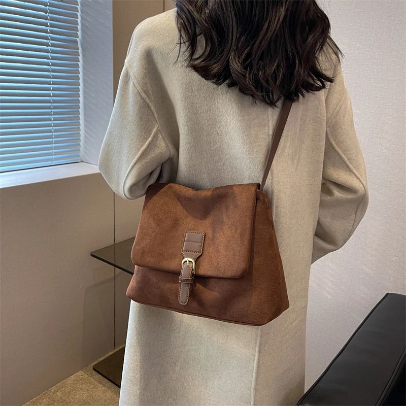 Vintage Brown Suede Soft PU Leather Women Shoulder Bags Large Capacity Crossbody Bag Tote Bag High Quality Fashion Hobo Handbags Vintage Brown Suede Soft PU Leather Women Shoulder Bags Large Capacity Crossbody Bag Tote Bag High Quality Fashion Hobo Handbags