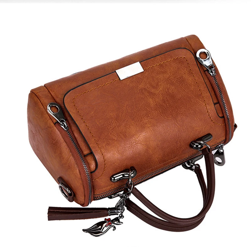 Tassel Decor Women’s Large Capacity Shoulder Bag Fashion Zipper Crossbody Bag With Removable Strap Boston Handbag Tassel Decor Women's Large Capacity Shoulder Bag Fashion Zipper Crossbody Bag With Removable Strap Boston Handbag