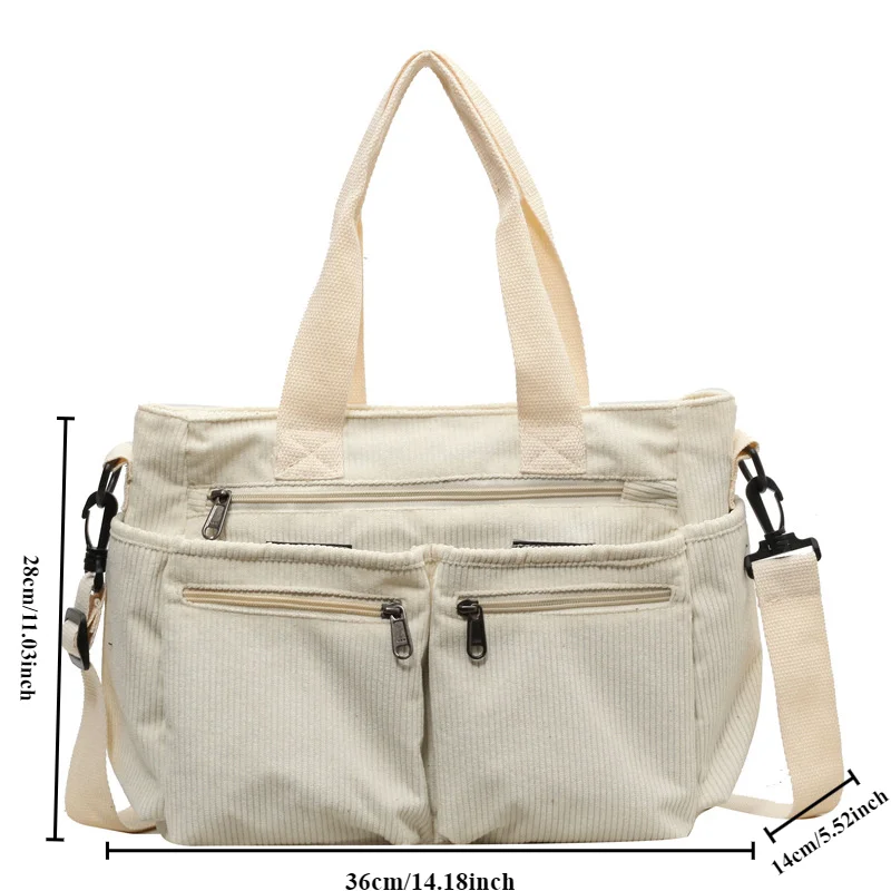 Female Large Capacity Corduroy Tote Bag New Korean Style Fashion Women Shoulder Crossbody Bag Worker Commuter Tote Handlebag Female Large Capacity Corduroy Tote Bag New Korean Style Fashion Women Shoulder Crossbody Bag Worker Commuter Tote Handlebag