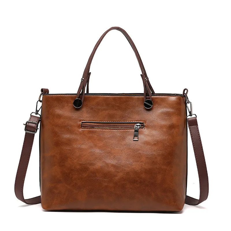 Europe America Retro Leather Handbag Shoulder Bag, Two Pocket Zipper Tote Bag, Classic Crossbody Bags for Women Work Business Europe America Retro Leather Handbag Shoulder Bag, Two Pocket Zipper Tote Bag, Classic Crossbody Bags for Women Work Business