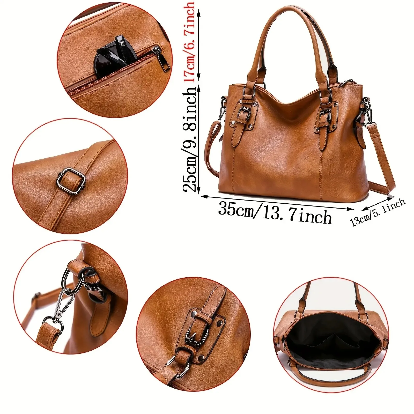 Large Capacity Tote Bag Retro Designer Women Handbags Soft Pu Leather Multi-pocket Casual Ladies Shoulder Crossbody Bag Large Capacity Tote Bag Retro Designer Women Handbags Soft Pu Leather Multi-pocket Casual Ladies Shoulder Crossbody Bag