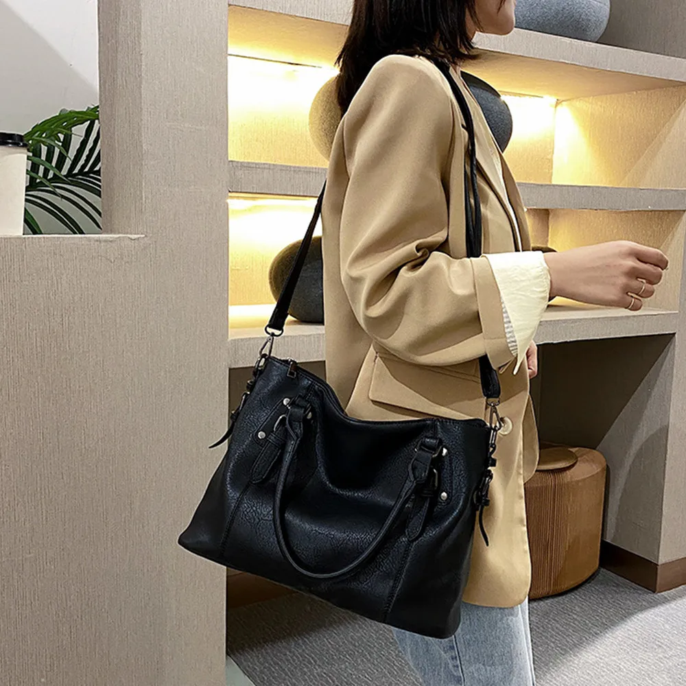 Large Capacity Tote Bag Retro Designer Women Handbags Soft Pu Leather Multi-pocket Casual Ladies Shoulder Crossbody Bag Large Capacity Tote Bag Retro Designer Women Handbags Soft Pu Leather Multi-pocket Casual Ladies Shoulder Crossbody Bag