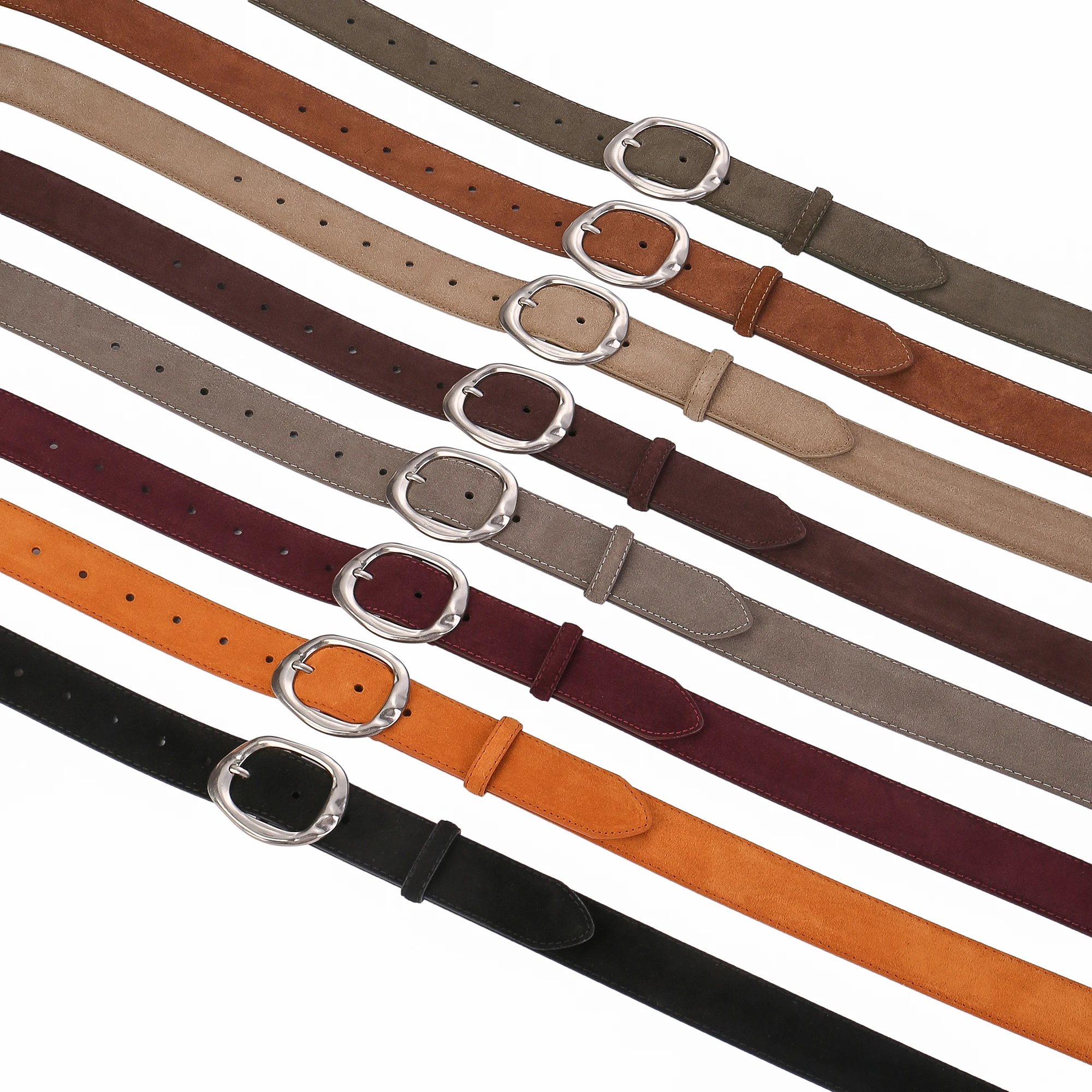 New Luxury Suede Cowhide Leather Belt for Women Vintage Style with Sliver Metal Buckle, 3.3cm Wide Waistband for Dresses & Jeans New Luxury Suede Cowhide Leather Belt for Women Vintage Style with Sliver Metal Buckle, 3.3cm Wide Waistband for Dresses & Jeans