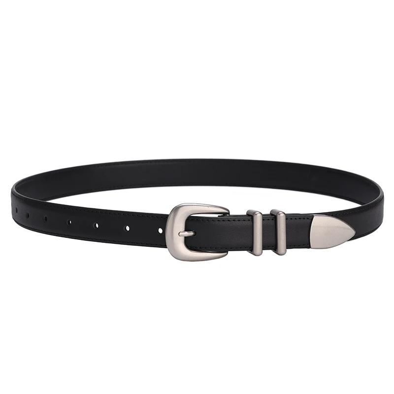 Maikun New Vintage Ladies Leather Belt Simple All-Match Silver Buckle Decorative Belt For Women Maikun New Vintage Ladies Leather Belt Simple All-Match Silver Buckle Decorative Belt For Women