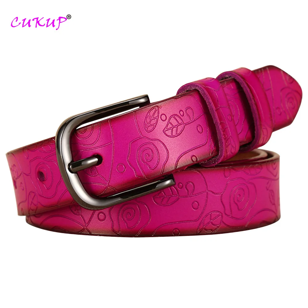 Fashion Design Floral Pattern Rose Red Genuine Leather Female Belt Women’s Pin Buckle Metal Belts 28mm Wide 2023 FCO082 Fashion Design Floral Pattern Rose Red Genuine Leather Female Belt Women's Pin Buckle Metal Belts 28mm Wide 2023 FCO082