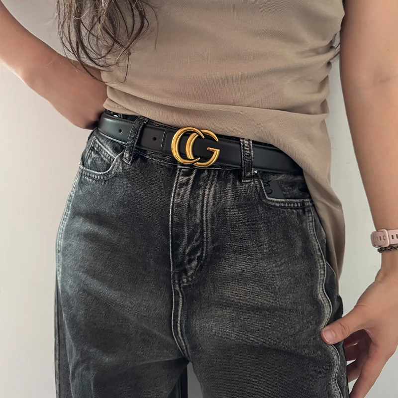 High-end Luxury Designer Brands Real genuine Cowhide Leather Belt for Women CG Bucket Elegant Belt Female Jeans Waistband High-end Luxury Designer Brands Real genuine Cowhide Leather Belt for Women CG Bucket Elegant Belt Female Jeans Waistband