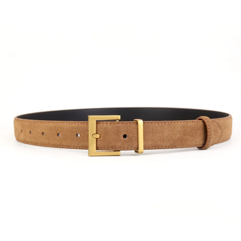 Factory Women’s Leather Belt with Needle Buckle Suede Waist Belt Cowhide Versatile Decoration Jeans Waist Belt Factory Women's Leather Belt with Needle Buckle Suede Waist Belt Cowhide Versatile Decoration Jeans Waist Belt