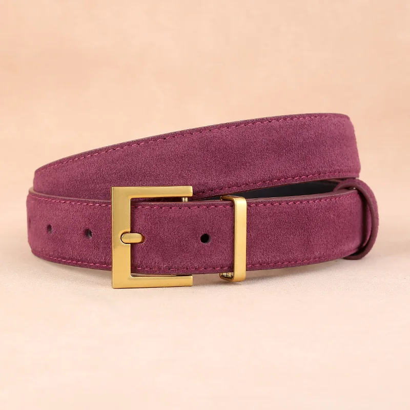 Factory Women’s Leather Belt with Needle Buckle Suede Waist Belt Cowhide Versatile Decoration Jeans Waist Belt Factory Women's Leather Belt with Needle Buckle Suede Waist Belt Cowhide Versatile Decoration Jeans Waist Belt