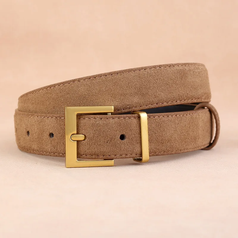 Factory Women’s Leather Belt with Needle Buckle Suede Waist Belt Cowhide Versatile Decoration Jeans Waist Belt Factory Women's Leather Belt with Needle Buckle Suede Waist Belt Cowhide Versatile Decoration Jeans Waist Belt
