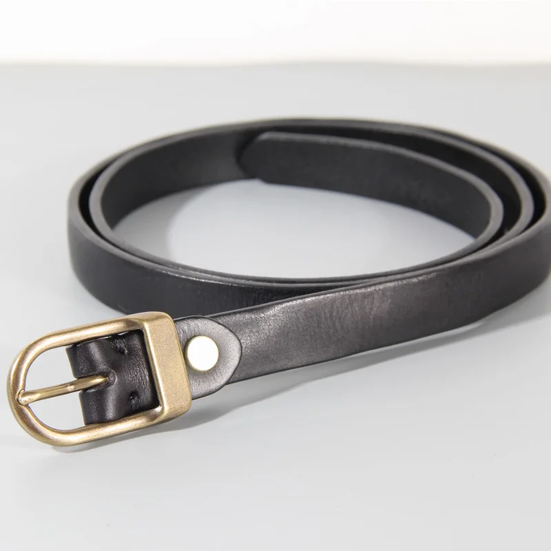 Retro Narrow Cowhide Women’s Belt Pure Copper Button Top Cowhide All-match Casual Jeans Belt High Quality Luxury Women Belt Retro Narrow Cowhide Women's Belt Pure Copper Button Top Cowhide All-match Casual Jeans Belt High Quality Luxury Women Belt