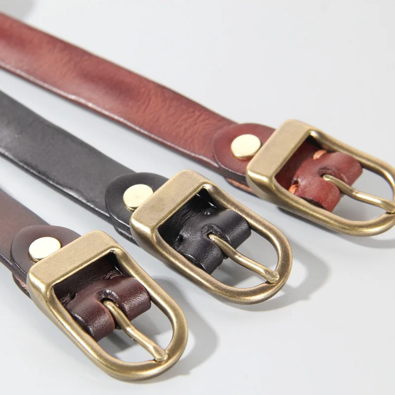 Retro Narrow Cowhide Women’s Belt Pure Copper Button Top Cowhide All-match Casual Jeans Belt High Quality Luxury Women Belt Retro Narrow Cowhide Women's Belt Pure Copper Button Top Cowhide All-match Casual Jeans Belt High Quality Luxury Women Belt