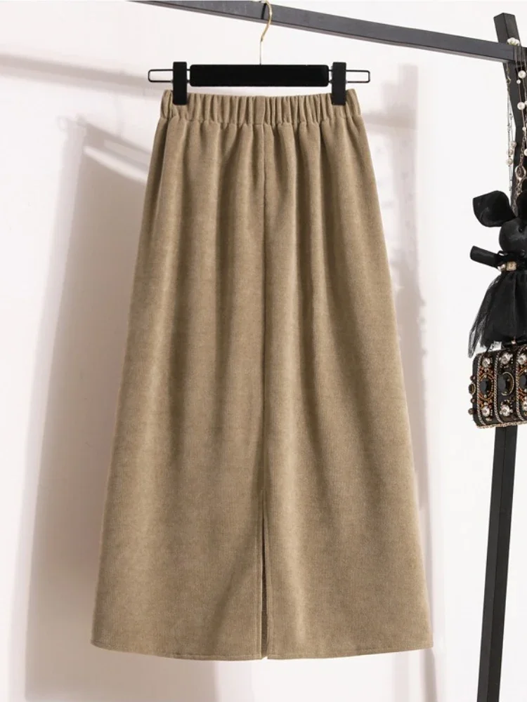 2025 Women’s New Style High-Waist Plus Size Skirts Elastic Waist Solid Wrap Buttocks Autumn Winter Versatile Straight Leg Skirt 2025 Women's New Style High-Waist Plus Size Skirts Elastic Waist Solid Wrap Buttocks Autumn Winter Versatile Straight Leg Skirt