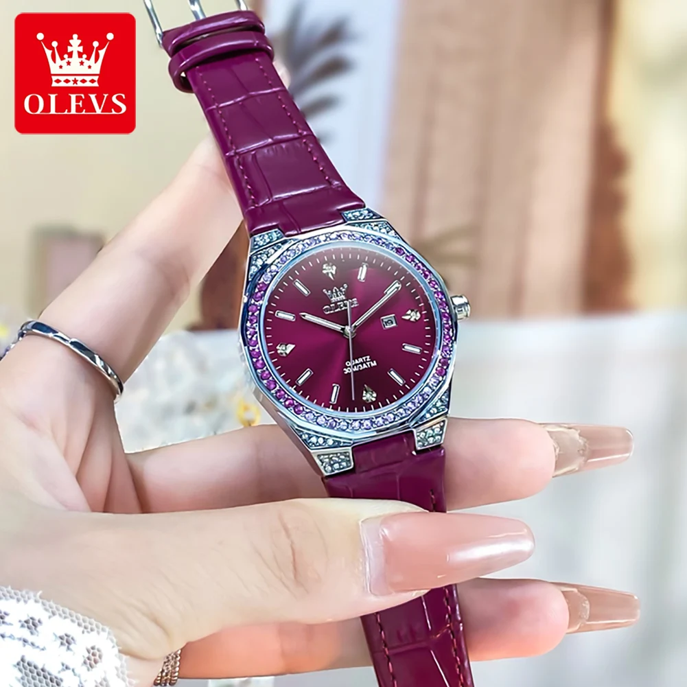 OLEVS Original Women’s Watches Diamond Lap Fashion Leather Strap 3m Waterproof Luminous Ladies Wristwatch Quartz Watch for Women OLEVS Original Women's Watches Diamond Lap Fashion Leather Strap 3m Waterproof Luminous Ladies Wristwatch Quartz Watch for Women