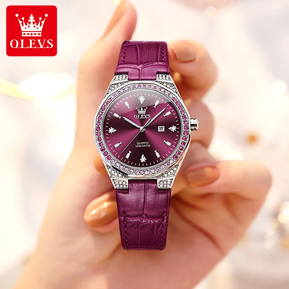 OLEVS Original Women’s Watches Diamond Lap Fashion Leather Strap 3m Waterproof Luminous Ladies Wristwatch Quartz Watch for Women OLEVS Original Women's Watches Diamond Lap Fashion Leather Strap 3m Waterproof Luminous Ladies Wristwatch Quartz Watch for Women