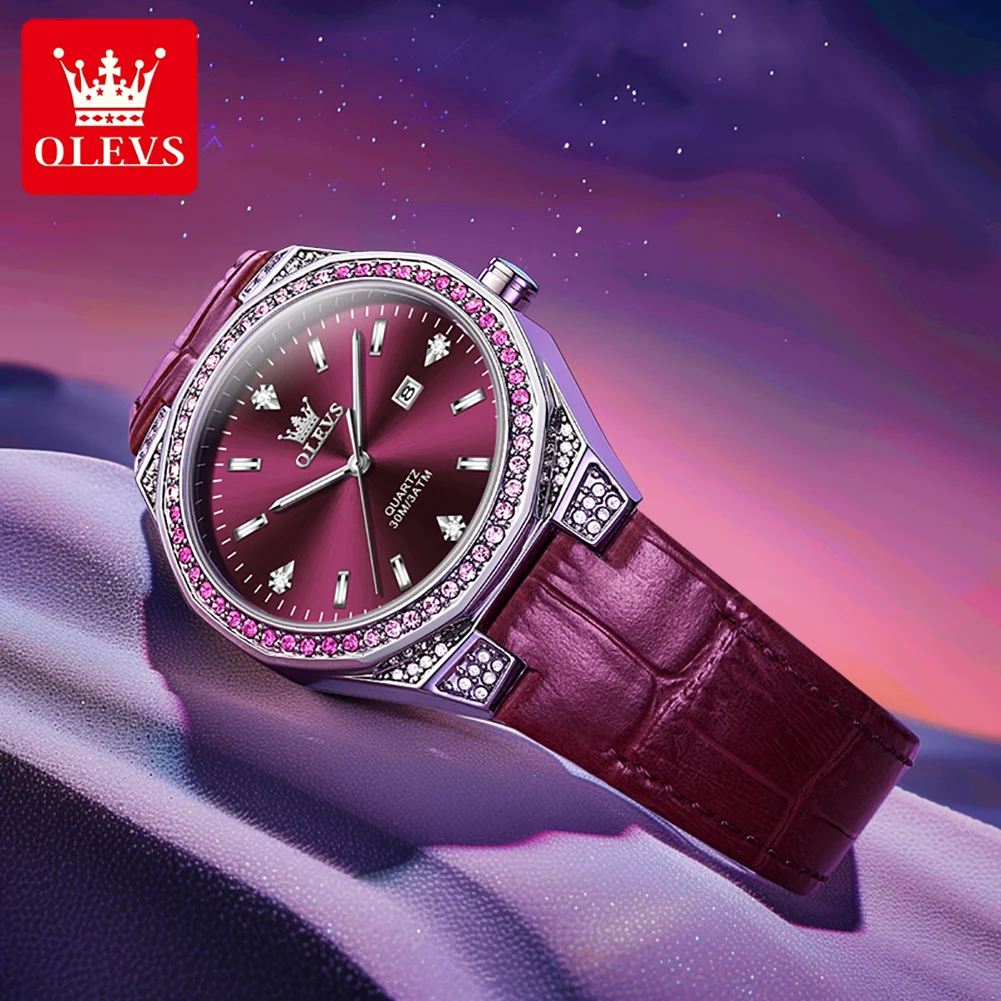 OLEVS Original Women’s Watches Diamond Lap Fashion Leather Strap 3m Waterproof Luminous Ladies Wristwatch Quartz Watch for Women OLEVS Original Women's Watches Diamond Lap Fashion Leather Strap 3m Waterproof Luminous Ladies Wristwatch Quartz Watch for Women