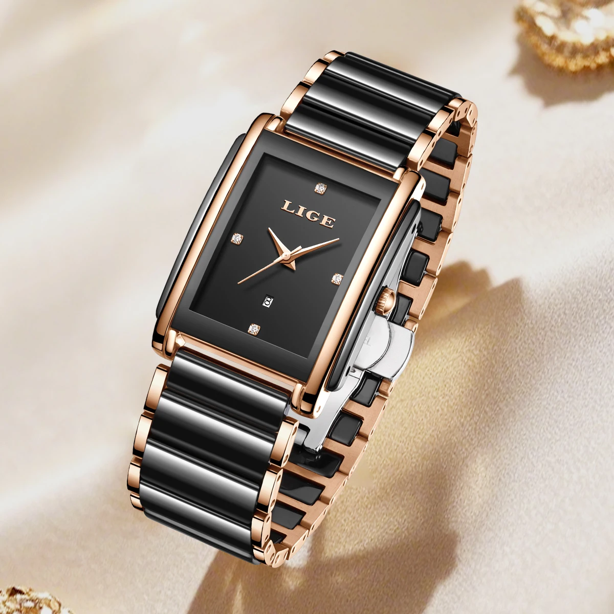 LIGE Fashion Elegant Watch for Women Japanese Movement Ceramics Strap Luxury Ladies Bracelet Quartz Watches Gifts Reloj Mujer Women quartz ceramic strap fashion watch LIGE