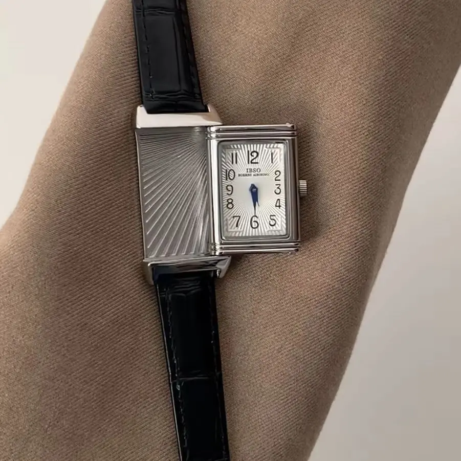 2025 Hot Sale Retro Niche Temperament Slide Design Leather Quartz Square Exquisite and Versatile Digital Watch 21mm GRAYSS square dial women quartz watch 21mm