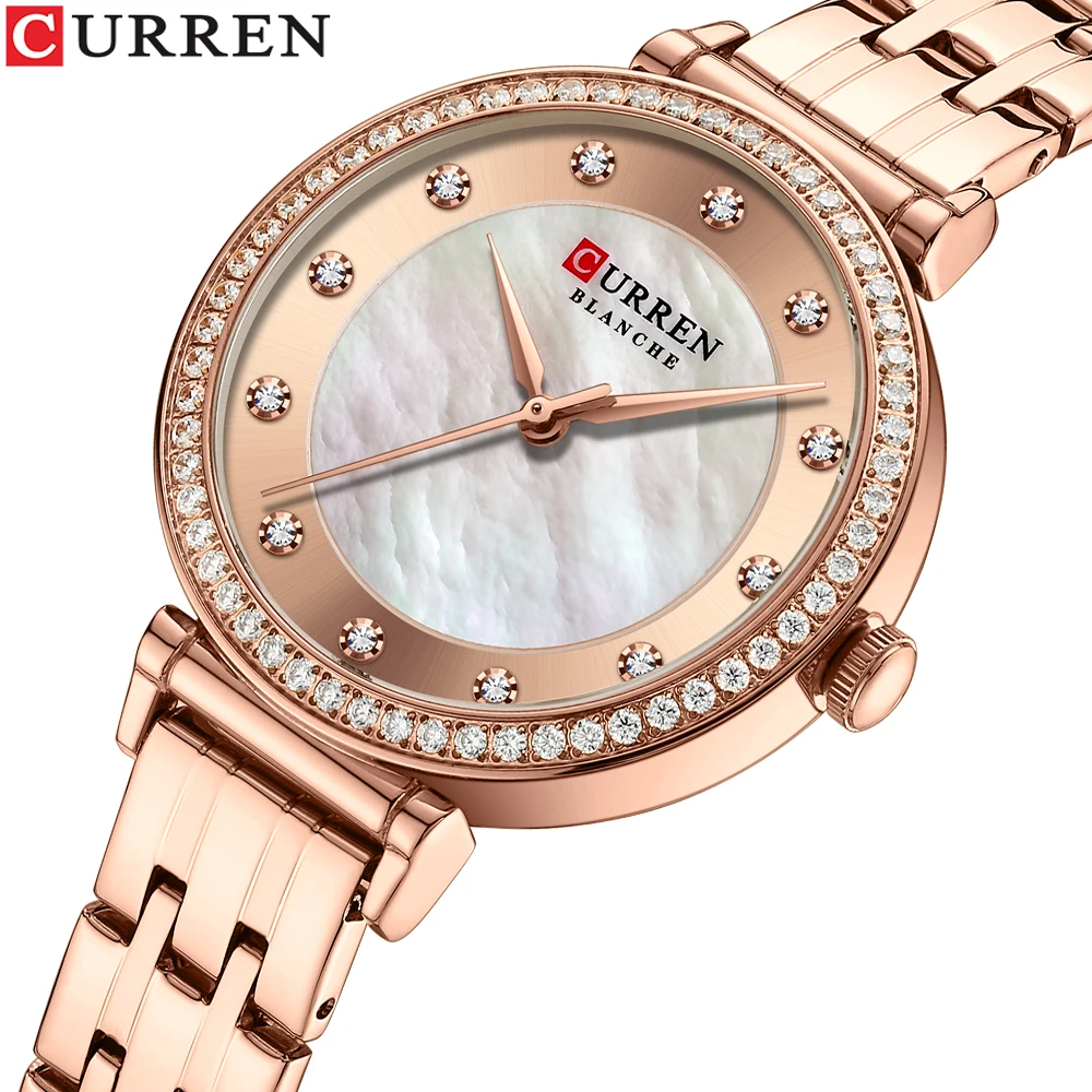 CURREN Luxury Ladies Watch 32mm Slim Dial with Shining Rhinestones Stainess Steel Band lightweight Elegant Dressy Gift CURREN Luxury Ladies Watch 32mm Slim Dial with Shining Rhinestones Stainess Steel Band lightweight Elegant Dressy Gift