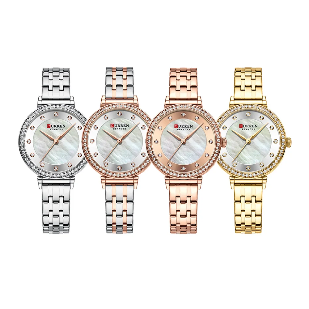 CURREN Luxury Ladies Watch 32mm Slim Dial with Shining Rhinestones Stainess Steel Band lightweight Elegant Dressy Gift CURREN Luxury Ladies Watch 32mm Slim Dial with Shining Rhinestones Stainess Steel Band lightweight Elegant Dressy Gift