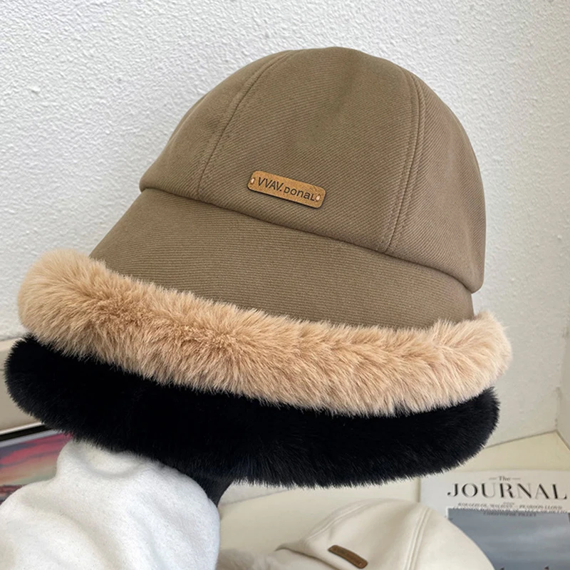 Fashion Fluffy Fur Bucket Hat for Women Winter Thick Warm Panama Fisherman Hat Female Vintage Soft Plush Basin Cap Fashion Fluffy Fur Bucket Hat for Women Winter Thick Warm Panama Fisherman Hat Female Vintage Soft Plush Basin Cap