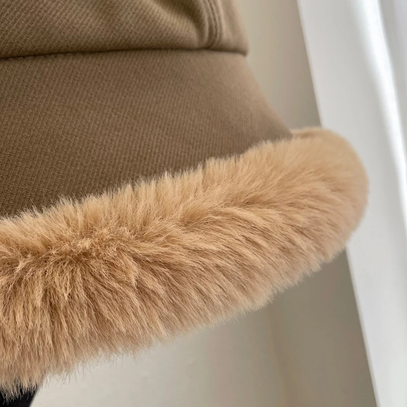 Fashion Fluffy Fur Bucket Hat for Women Winter Thick Warm Panama Fisherman Hat Female Vintage Soft Plush Basin Cap Fashion Fluffy Fur Bucket Hat for Women Winter Thick Warm Panama Fisherman Hat Female Vintage Soft Plush Basin Cap