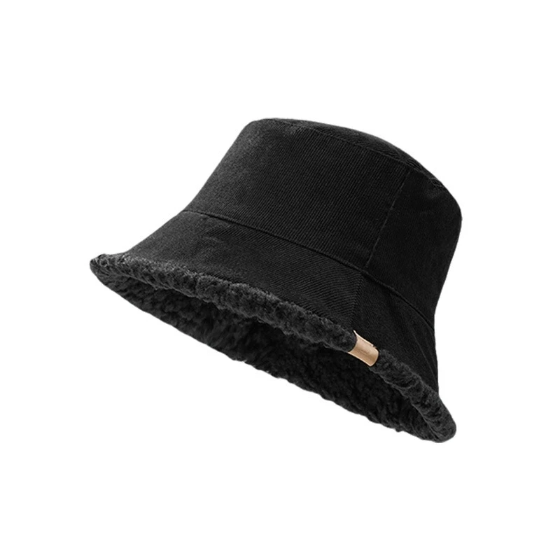 Autumn and Winter Hats for Women Korean Bucket Hat Warm and Thickened Reversible Lamb Wool Cloche Hat for Men Street Style Autumn and Winter Hats for Women Korean Bucket Hat Warm and Thickened Reversible Lamb Wool Cloche Hat for Men Street Style