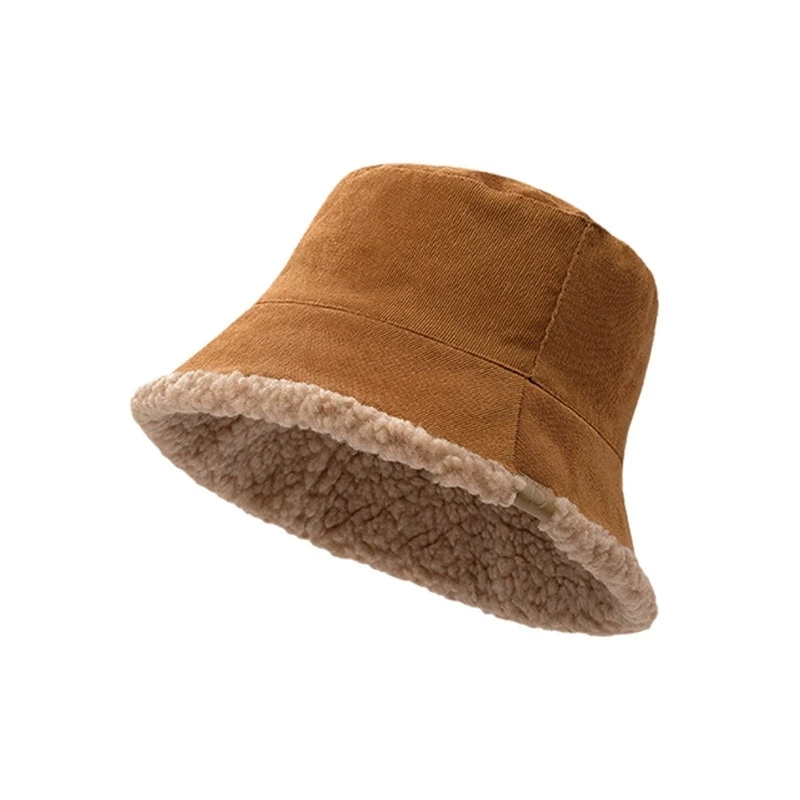 Autumn and Winter Hats for Women Korean Bucket Hat Warm and Thickened Reversible Lamb Wool Cloche Hat for Men Street Style Autumn and Winter Hats for Women Korean Bucket Hat Warm and Thickened Reversible Lamb Wool Cloche Hat for Men Street Style