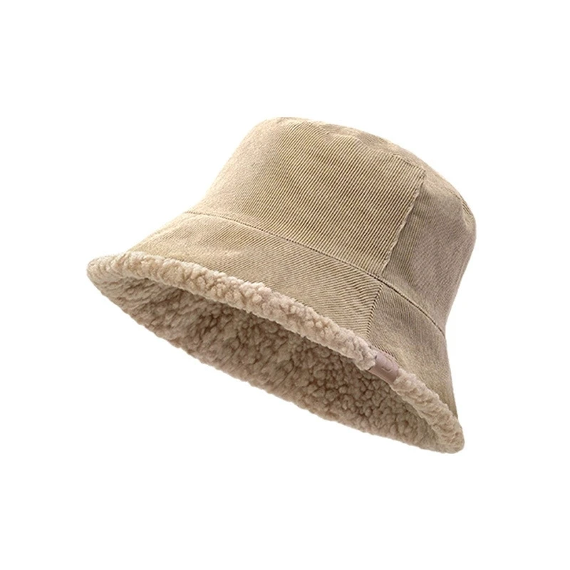 Autumn and Winter Hats for Women Korean Bucket Hat Warm and Thickened Reversible Lamb Wool Cloche Hat for Men Street Style Autumn and Winter Hats for Women Korean Bucket Hat Warm and Thickened Reversible Lamb Wool Cloche Hat for Men Street Style