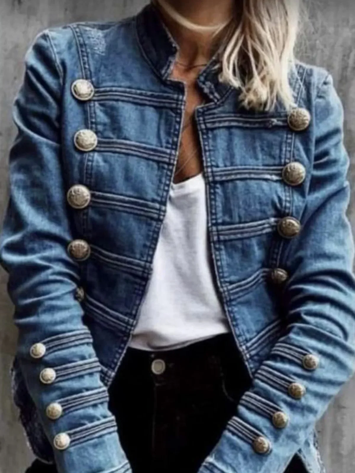 Vintage Button Denim Jacket for Women Stand Collar Spring Winter Slim Casual Retro Jeans Outerwear Harajuku Denim Coat 2024 Vintage Button Denim Jacket for Women Stand Collar Spring Winter Slim Casual Retro Jeans Outerwear Harajuku Denim Coat 2024
