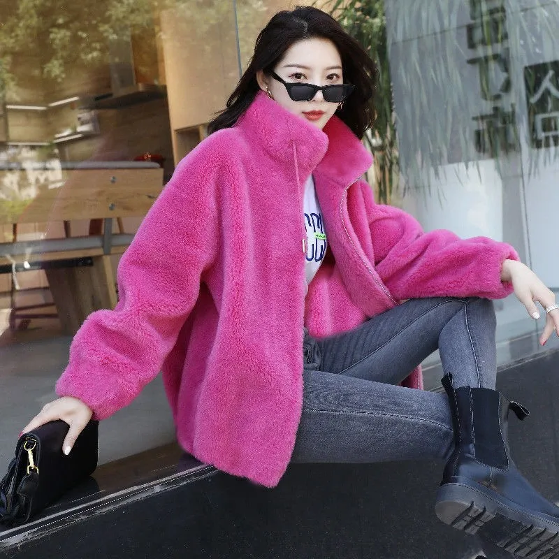 Women Winter Double Coral Fleece Warm Coat Stand Collar Plush Thick Overcoat Female Fashion Casual Long Sleeve Zipper Clothes Women Winter Double Coral Fleece Warm Coat Stand Collar Plush Thick Overcoat Female Fashion Casual Long Sleeve Zipper Clothes