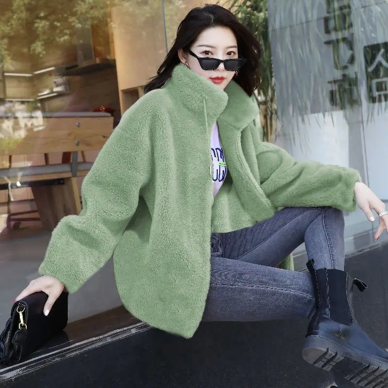 Women Winter Double Coral Fleece Warm Coat Stand Collar Plush Thick Overcoat Female Fashion Casual Long Sleeve Zipper Clothes Women Winter Double Coral Fleece Warm Coat Stand Collar Plush Thick Overcoat Female Fashion Casual Long Sleeve Zipper Clothes