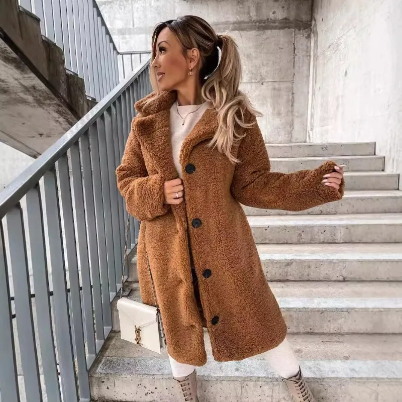 2025 Autumn and Winter New Fashion Women’s Long Coat Plus Size Long-sleeved Collared Fleece Top Women’s Clothing 2025 Autumn and Winter New Fashion Women's Long Coat Plus Size Long-sleeved Collared Fleece Top Women's Clothing