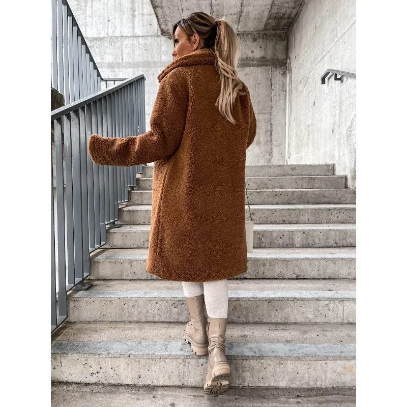 2025 Autumn and Winter New Fashion Women’s Long Coat Plus Size Long-sleeved Collared Fleece Top Women’s Clothing 2025 Autumn and Winter New Fashion Women's Long Coat Plus Size Long-sleeved Collared Fleece Top Women's Clothing