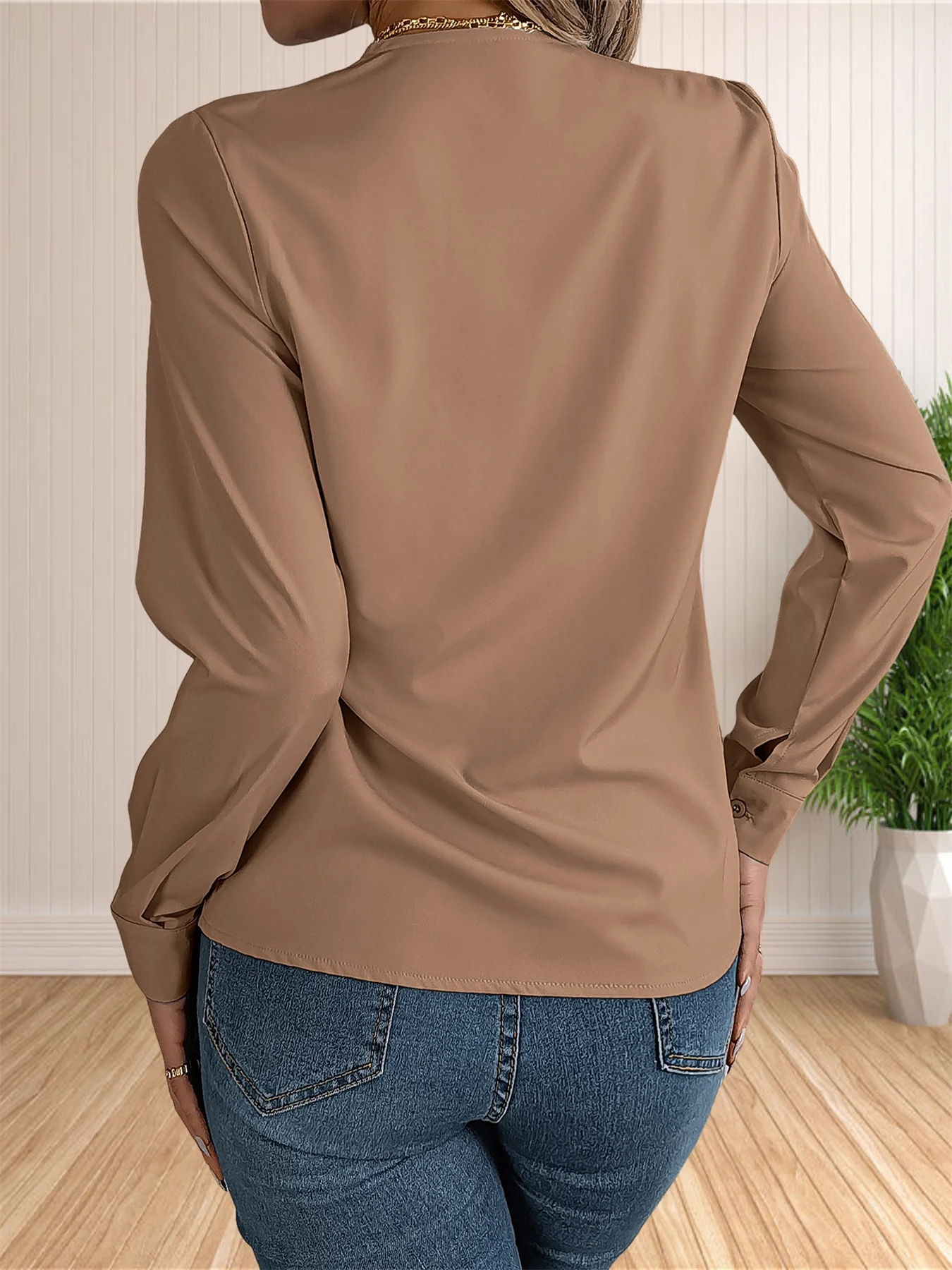 Women’s Elegant Business Office Blouse Layered V Neck Long Sleeve 2024 Dressy Shirts Work Tops Women's Elegant Business Office Blouse Layered V Neck Long Sleeve 2024 Dressy Shirts Work Tops