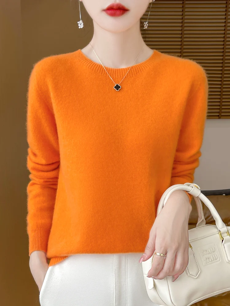Autumn Winter Women 100% Merino Wool Sweater O-Neck Cashmere Pullover Basic Fashion Clothing Comfort Warm Top Casual Solid Autumn Winter Women 100% Merino Wool Sweater O-Neck Cashmere Pullover Basic Fashion Clothing Comfort Warm Top Casual Solid