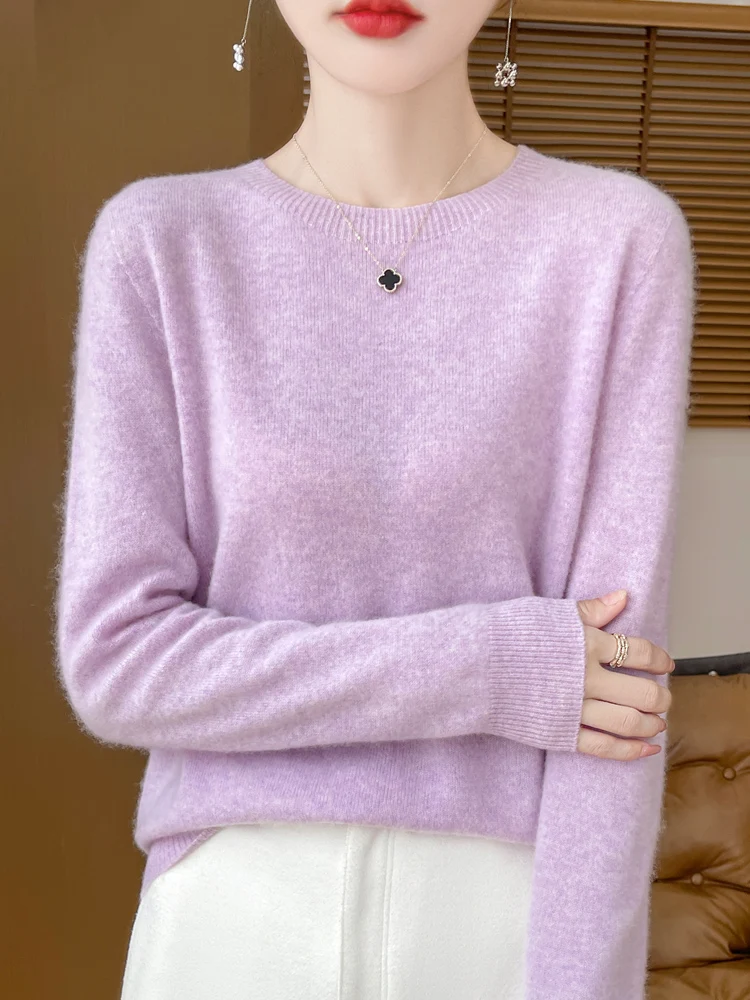 Autumn Winter Women 100% Merino Wool Sweater O-Neck Cashmere Pullover Basic Fashion Clothing Comfort Warm Top Casual Solid Autumn Winter Women 100% Merino Wool Sweater O-Neck Cashmere Pullover Basic Fashion Clothing Comfort Warm Top Casual Solid