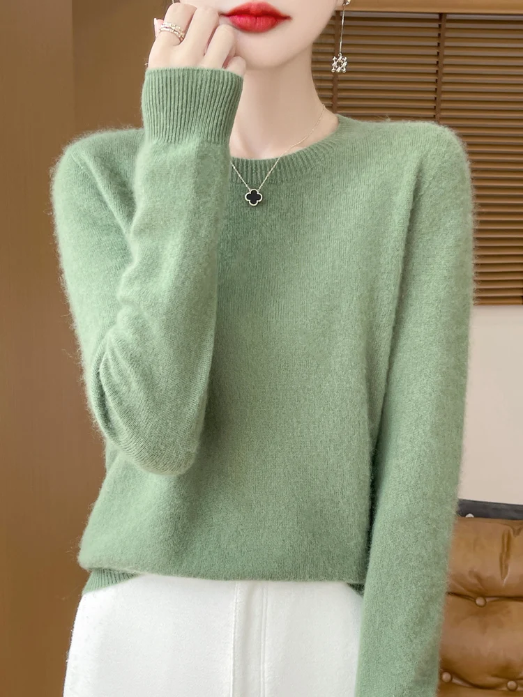 Autumn Winter Women 100% Merino Wool Sweater O-Neck Cashmere Pullover Basic Fashion Clothing Comfort Warm Top Casual Solid Autumn Winter Women 100% Merino Wool Sweater O-Neck Cashmere Pullover Basic Fashion Clothing Comfort Warm Top Casual Solid