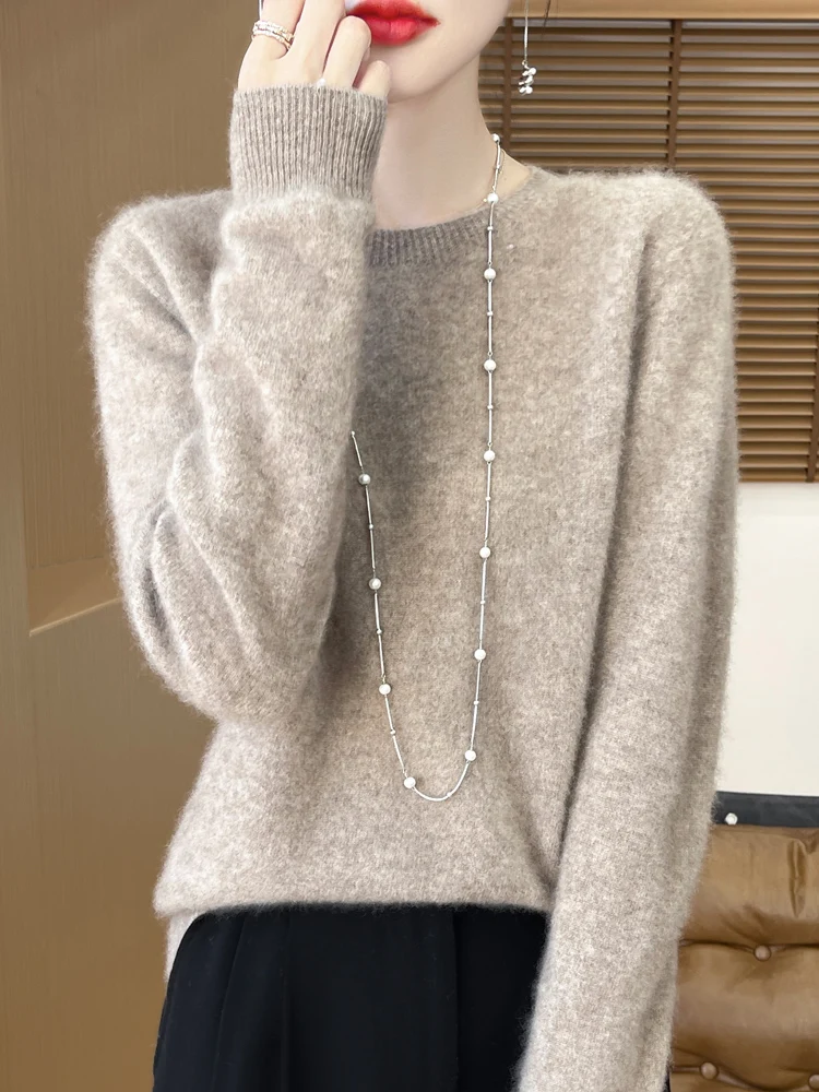Autumn Winter Women 100% Merino Wool Sweater O-Neck Cashmere Pullover Basic Fashion Clothing Comfort Warm Top Casual Solid Autumn Winter Women 100% Merino Wool Sweater O-Neck Cashmere Pullover Basic Fashion Clothing Comfort Warm Top Casual Solid