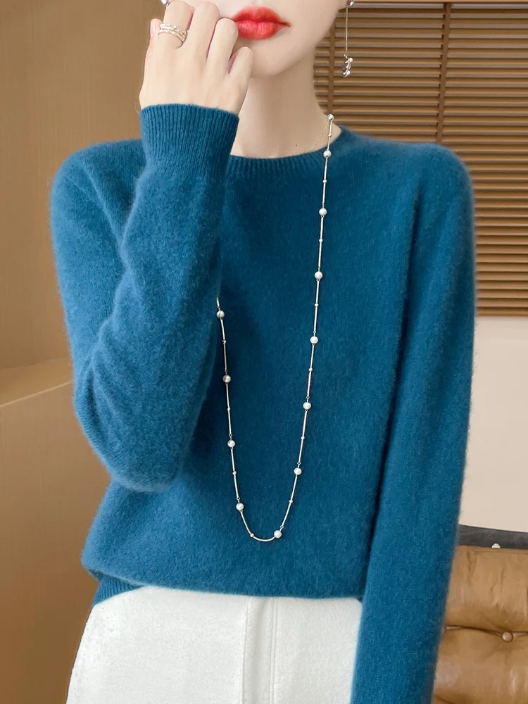 Autumn Winter Women 100% Merino Wool Sweater O-Neck Cashmere Pullover Basic Fashion Clothing Comfort Warm Top Casual Solid Casual merino wool sweater women heavyweight warm top