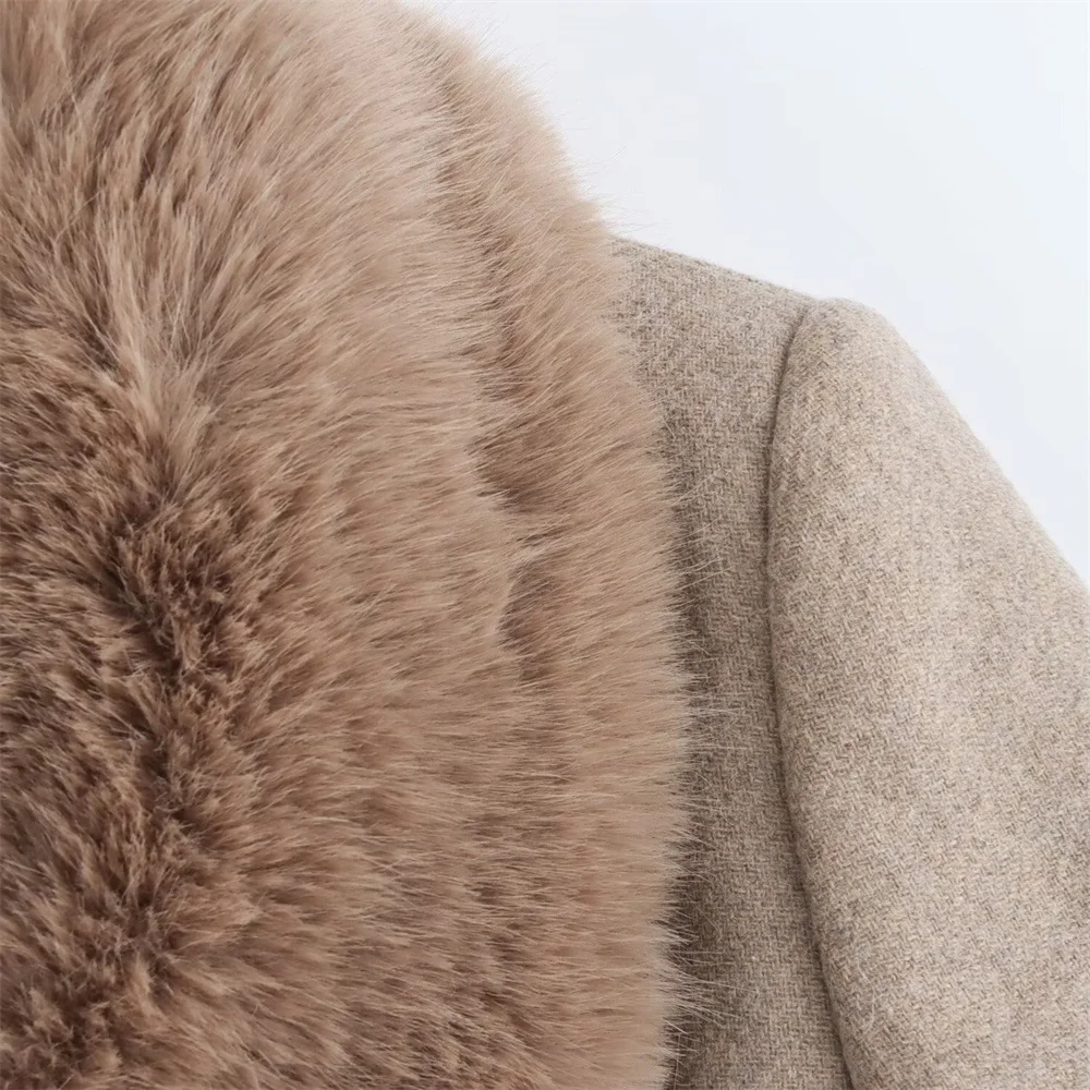 Women’s Belt Warm Fur Collar Coat Flip Collar Pocket Button Decoration Autumn/Winter New Women’s Wear Women's Belt Warm Fur Collar Coat Flip Collar Pocket Button Decoration Autumn/Winter New Women's Wear