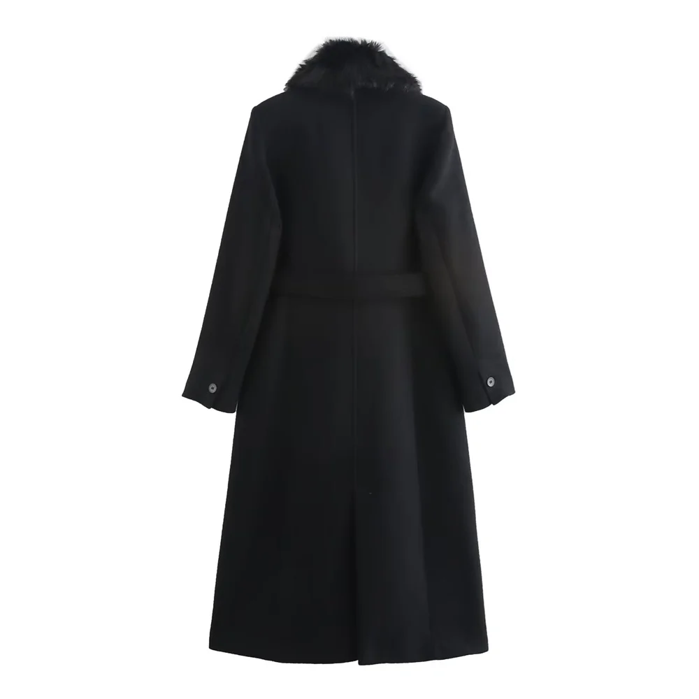 Women’s Belt Warm Fur Collar Coat Flip Collar Pocket Button Decoration Autumn/Winter New Women’s Wear Women's Belt Warm Fur Collar Coat Flip Collar Pocket Button Decoration Autumn/Winter New Women's Wear