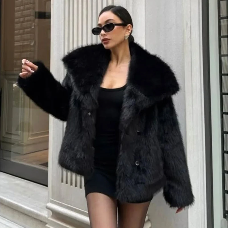 MUJER Faux Fur Coat Plush Fluffy Women’s Jacket 2025 Woman Autumn Winter New in Outerwears White Red Gray Black Blends Coats MUJER Faux Fur Coat Plush Fluffy Women's Jacket 2025 Woman Autumn Winter New in Outerwears White Red Gray Black Blends Coats