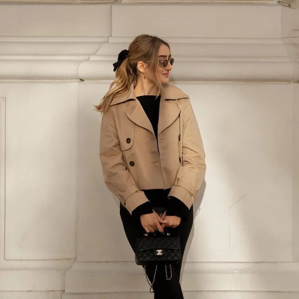 Ladies Vintage Cropped Trench Spring Autumn Jacket Women Streetwear Double Breasted Long Sleeve Top Female Chic Coat Outfits Ladies Vintage Cropped Trench Spring Autumn Jacket Women Streetwear Double Breasted Long Sleeve Top Female Chic Coat Outfits