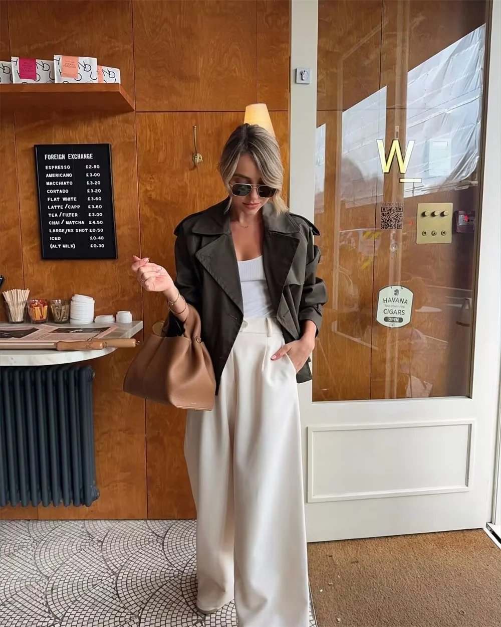 Ladies Vintage Cropped Trench Spring Autumn Jacket Women Streetwear Double Breasted Long Sleeve Top Female Chic Coat Outfits Ladies Vintage Cropped Trench Spring Autumn Jacket Women Streetwear Double Breasted Long Sleeve Top Female Chic Coat Outfits