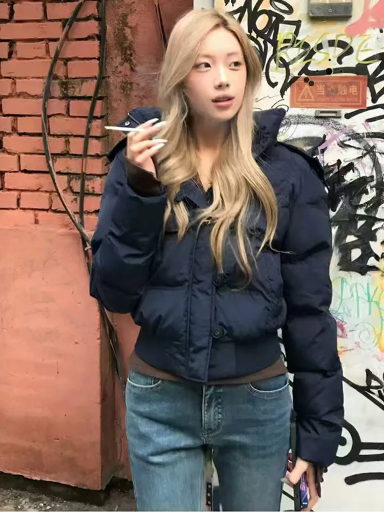 Autumn Winter Fur Hooded Jacket Women Outerwear Thick Dowon Cotton Padded Slim Short Parkas Female Cropped Puffer Bubble Coat Autumn Winter Fur Hooded Jacket Women Outerwear Thick Dowon Cotton Padded Slim Short Parkas Female Cropped Puffer Bubble Coat