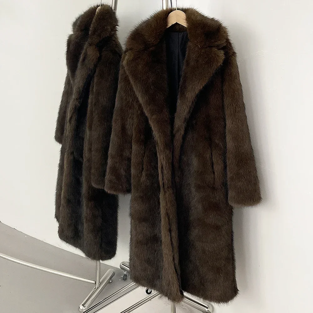 OFTBUY Long Faux Fur Jacket Fashion European Style Lapel Fur Coat Eco-friendly Covered Button Loose Casual Women Coats Winter OFTBUY Long Faux Fur Jacket Fashion European Style Lapel Fur Coat Eco-friendly Covered Button Loose Casual Women Coats Winter